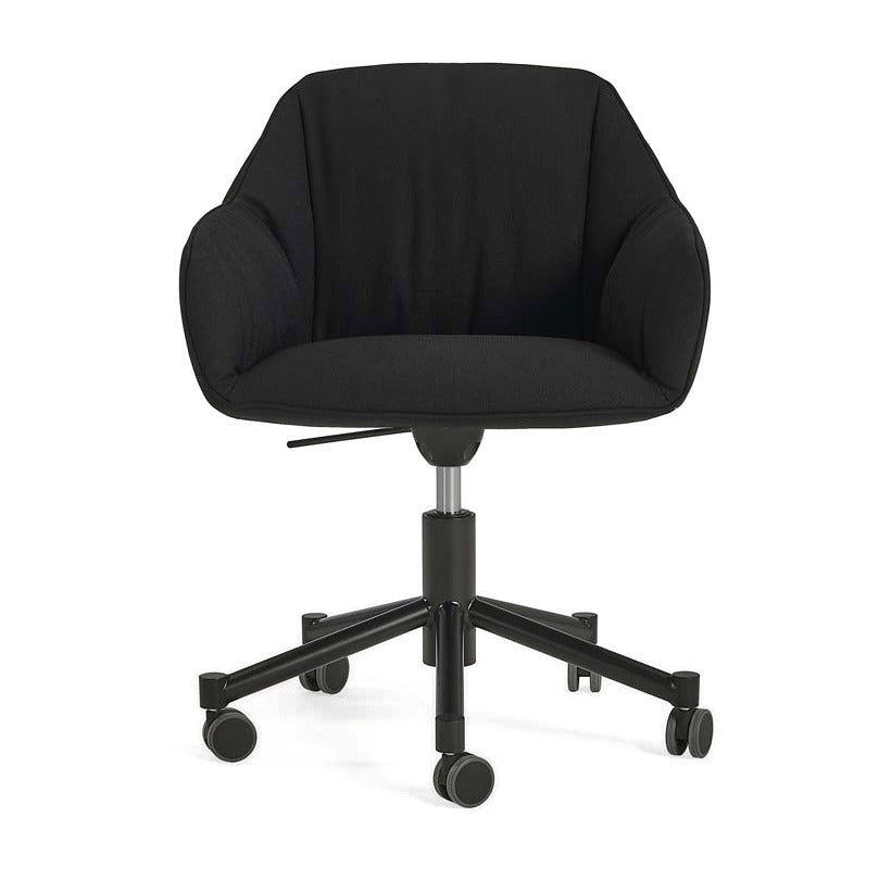 Sancal Nido Konferenzstuhl in Schwarz mit schwarzem Fünfsternfuss auf Rollen, Frontansicht