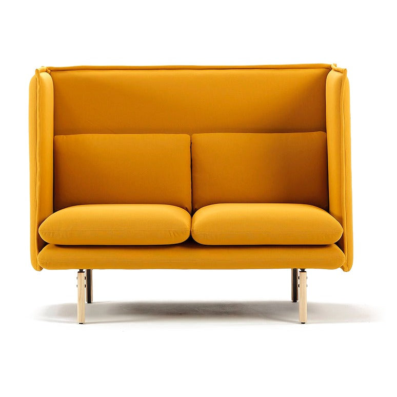 Sancal REW Sofa als Zweisitzer in Senfgelb, Frontansicht