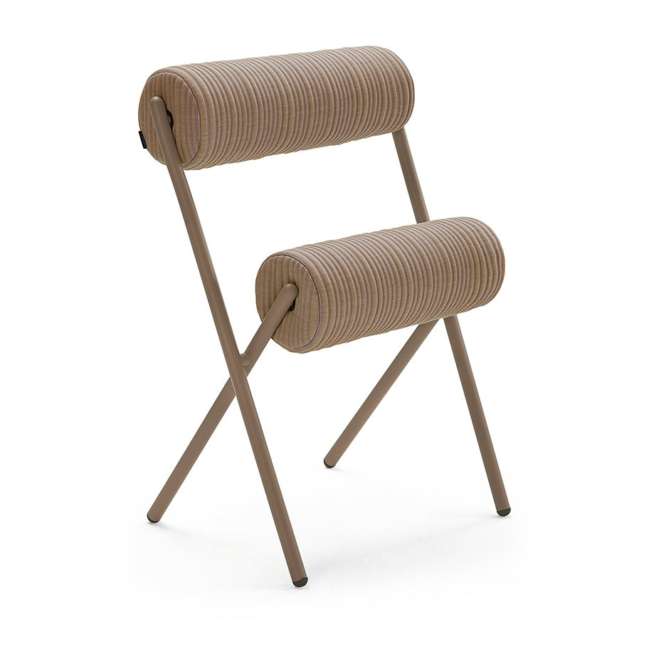 Sancal Roll Stuhl mit gerippten Rollen in Hellbraun und braunem Gestell