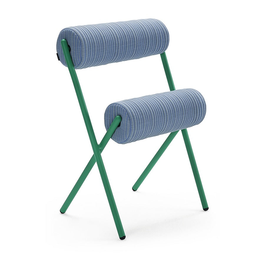 Sancal Roll Stuhl mit gerippten Rollen in Hellblau und grünem Gestell