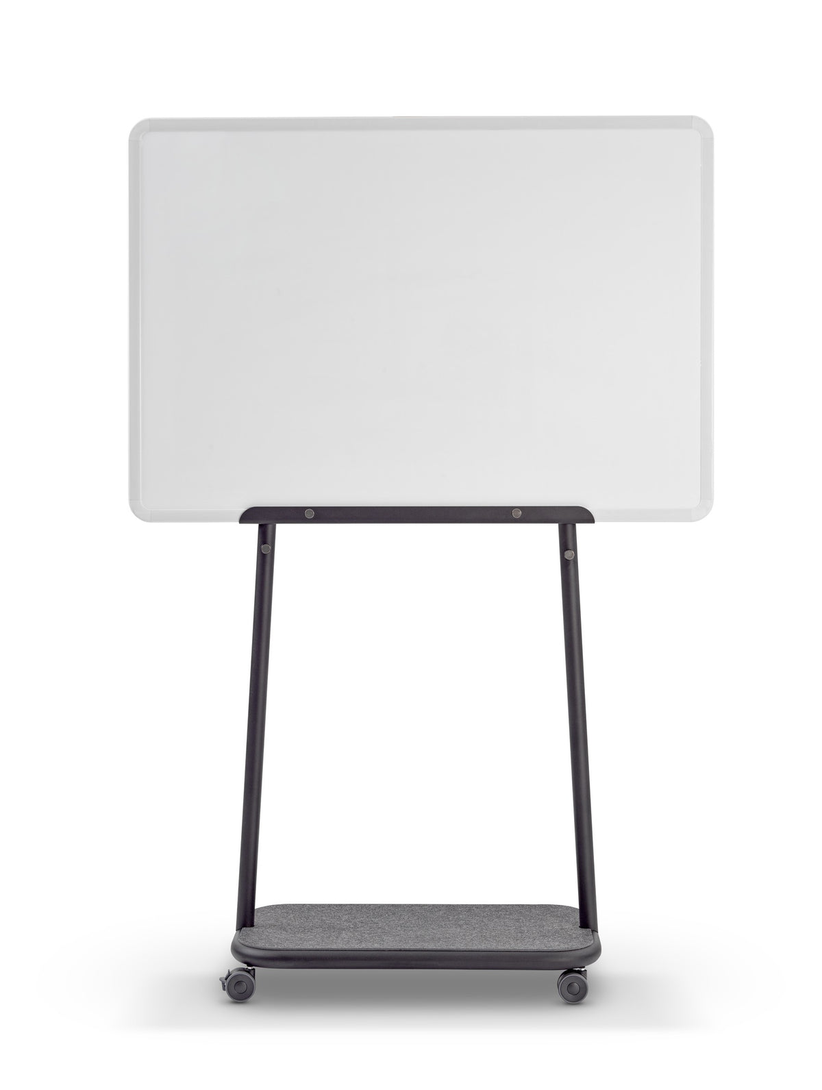 se:lab rack – mobile Staffelei von Sedus – Gestell in Schwarz mit quer eingehängtem Whiteboard.