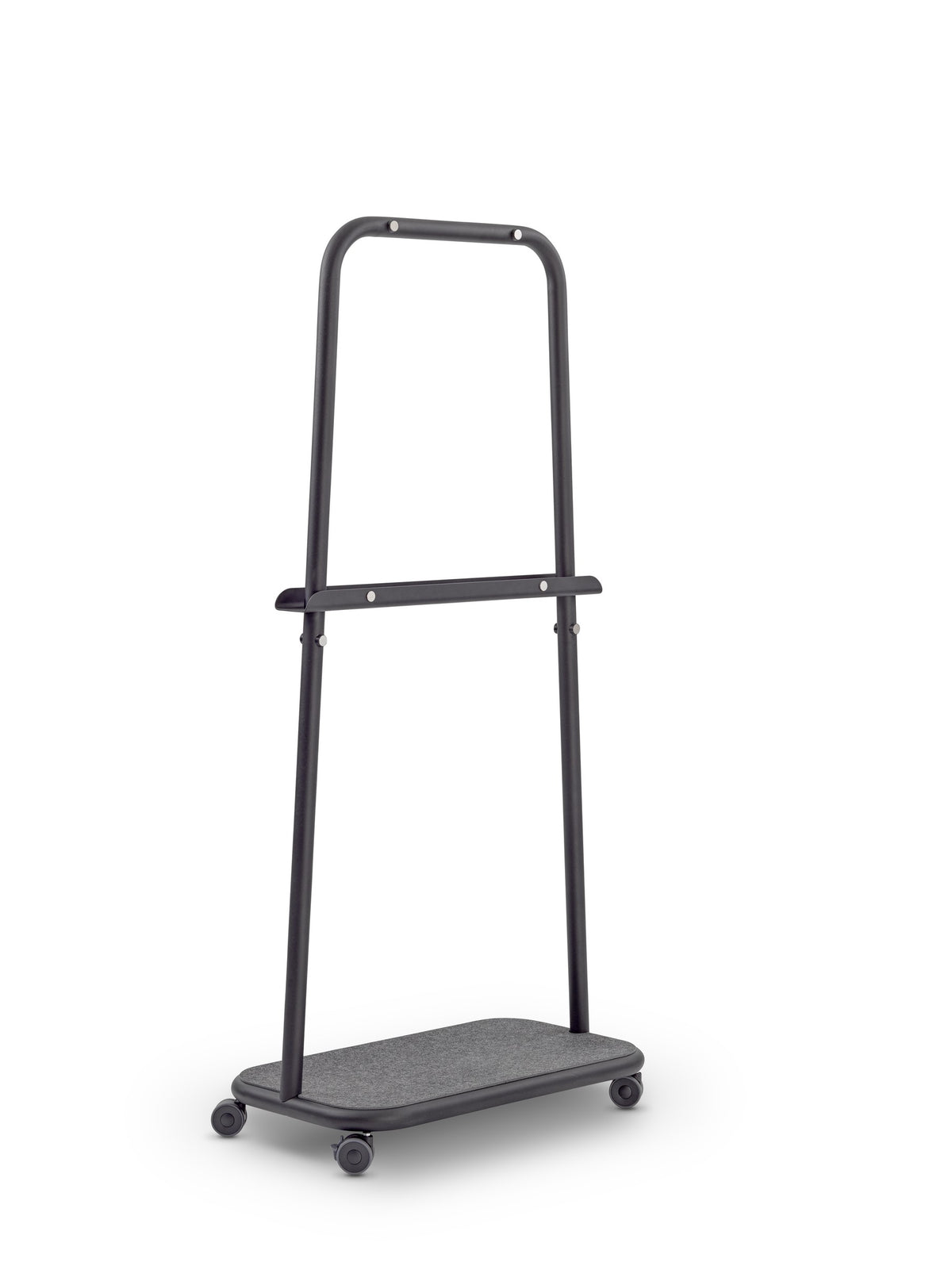 se:lab rack – mobile Staffelei von Sedus – Gestell in Schwarz, leer, mit Ablagefläche.