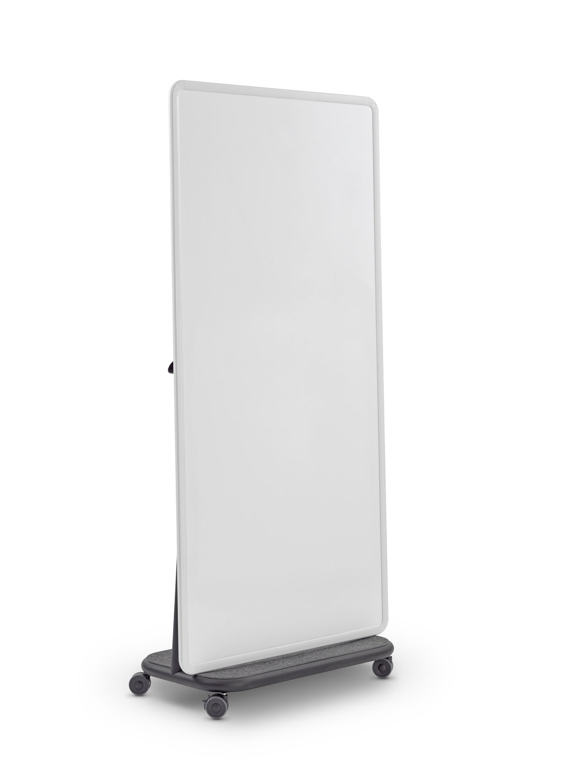 se:lab rack – mobile Staffelei von Sedus – Gestell in Schwarz mit hochkant eingehängtem Whiteboard.