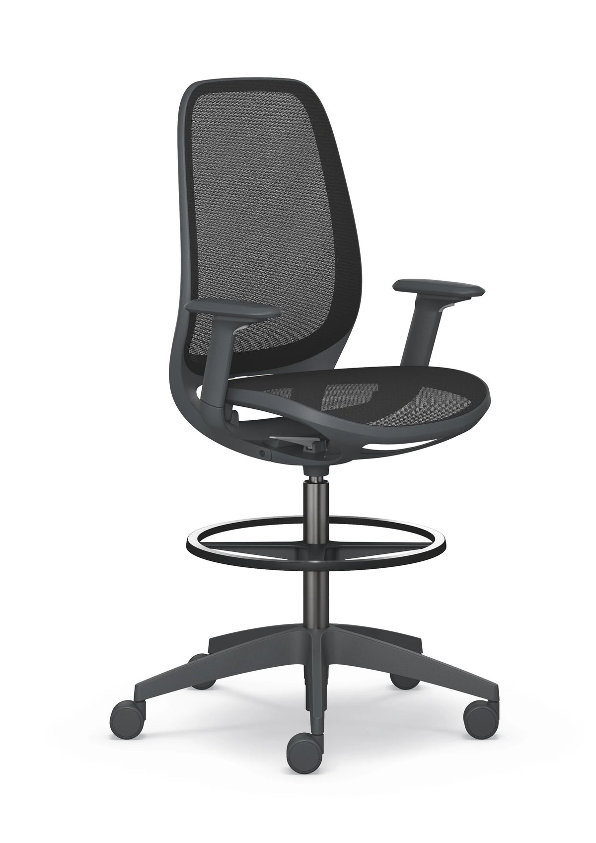 se:air Counter von Sedus mit Fussring, Frontansicht in Schwarz.