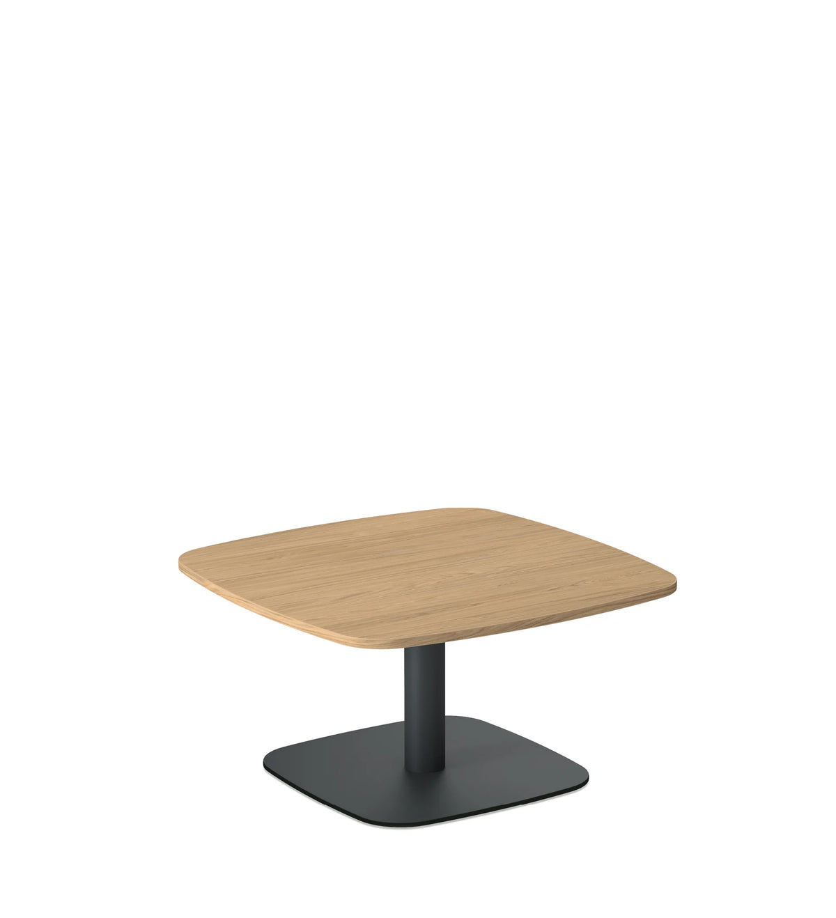 Loungetisch se:assist: Moderner quadratischer Tisch mit Holzplatte und schwarzem Fuss. Eignet sich für Büros oder Besprechungsräume.