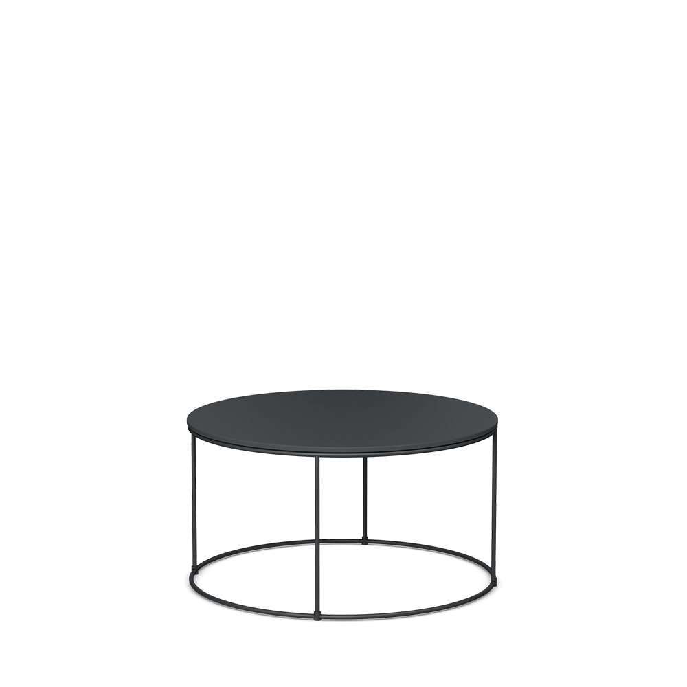 se:living – Loungetisch – Runder Couchtisch mit schwarzer Tischplatte und minimalistischer Metallbasis.