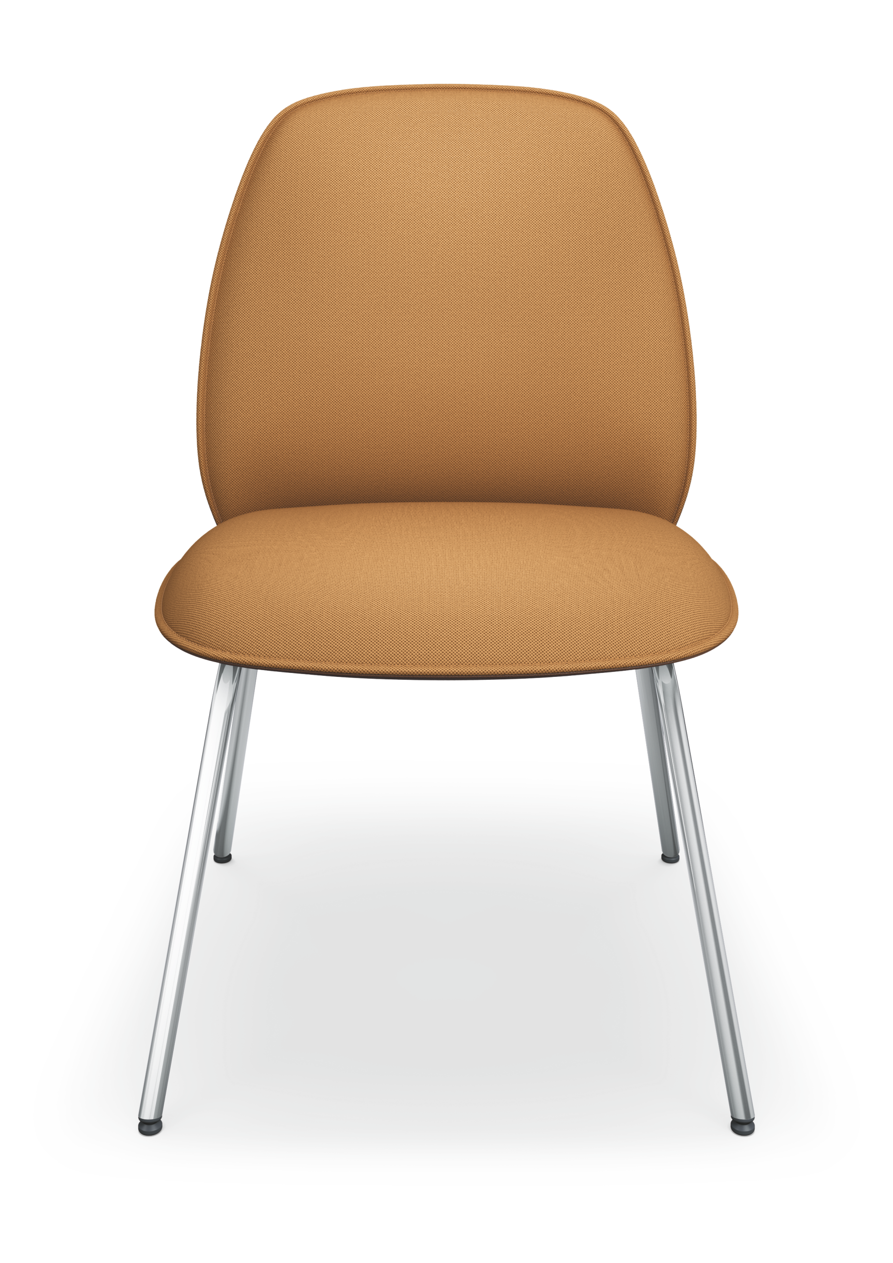 se:café soft chair – Lounge Stuhl – Bürostuhl mit ockerfarbenem Polster und schlichten, verchromten Stahlbeinen.