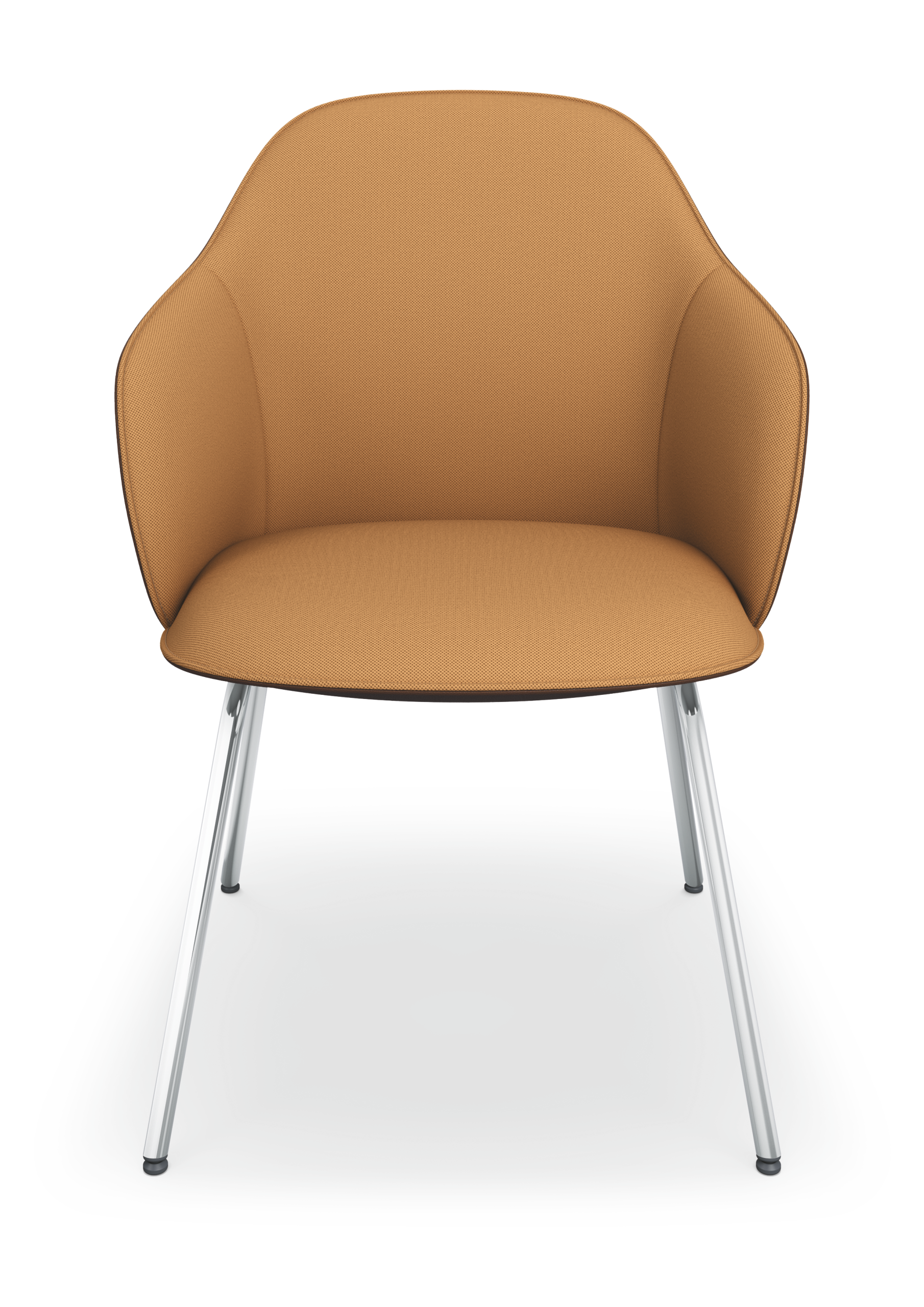 se:café soft chair – Lounge Stuhl – Bequemer Armlehnstuhl mit beigem Polster bezogen und verchromtem Stahlgestell.