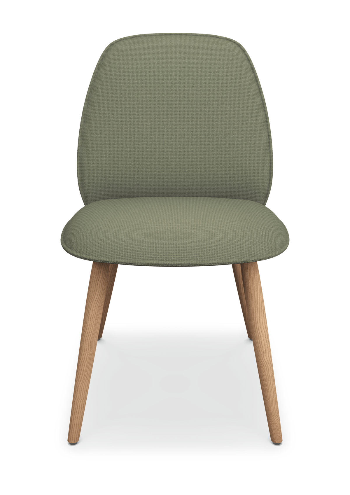 se:café soft chair – Lounge Stuhl – Bürostuhl mit grünem, strukturiertem Stoffbezug und Holzfüssen in hellem Farbton.