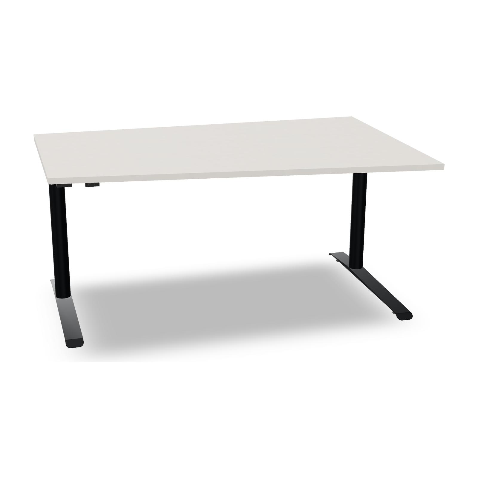 all in one Sitz-Stehtisch | Trapezform in Diamant-Weiss mit Gestell Anthrazit Metallic – fm Büromöbel