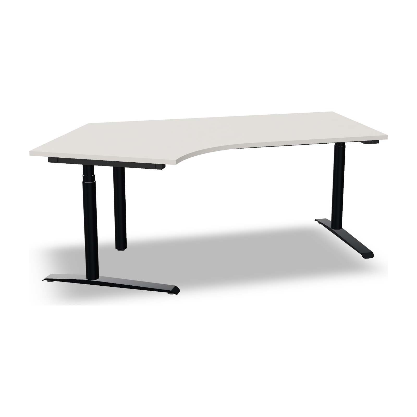 all in one Sitz-Stehtisch | Winkelform 120° in Diamant-Weiss mit Gestell Anthrazit Metallic – fm Büromöbel