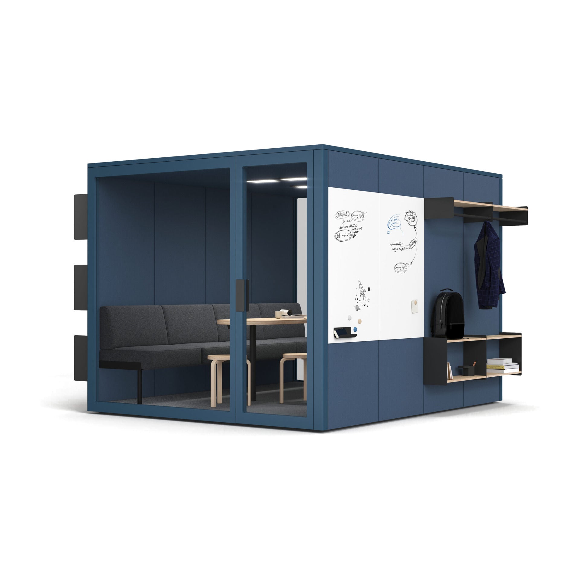 Talky XL75 in Blau mit Sitzbank und Whiteboard
