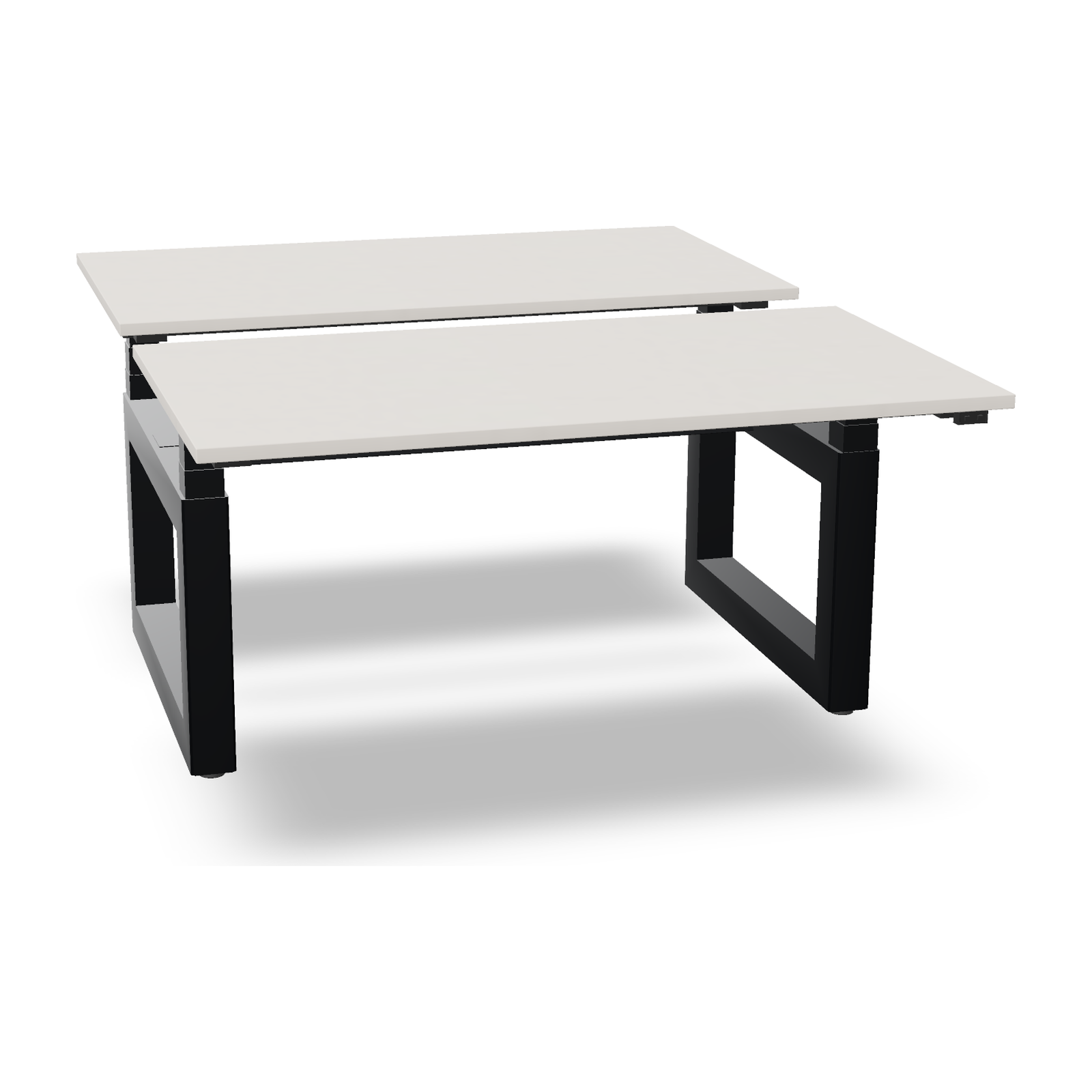 Twinbase Doppelarbeitsplatz in Diamant-Weiss mit Gestell Anthrazit Metallic