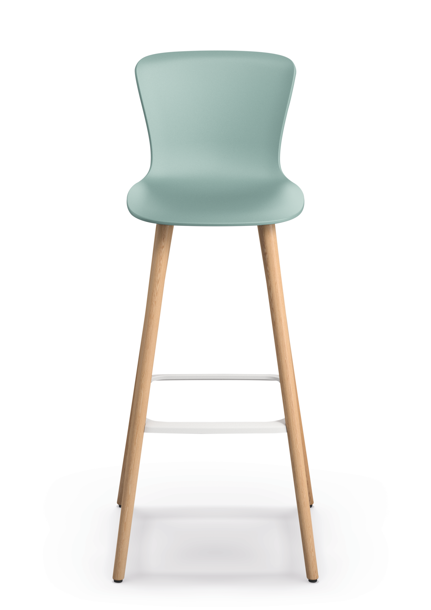 se:spot stool – Barhocker – Hochstuhl mit mintgrüner Sitzfläche und hölzernem Gestell. Einfaches, modernes Design.