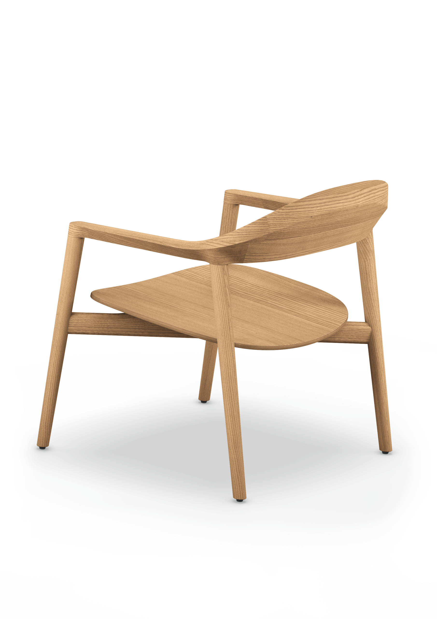 se:café wooden chair – Lounge Stuhl – Holzstuhl mit offener Rückenlehne und abgerundeter Sitzfläche in natürlichem Holzton, vier Beine aus Holz.